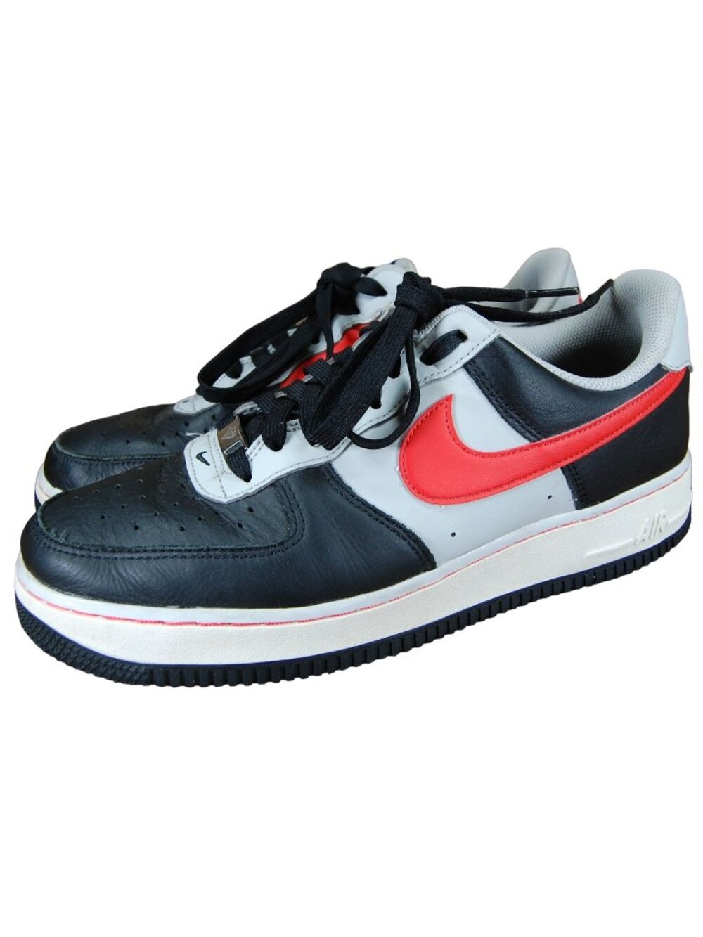 Nike Air Force 1 '07 LV8 EMB Shoes Black Chile Red Gray Fog DC8874-001 Men's 9.5